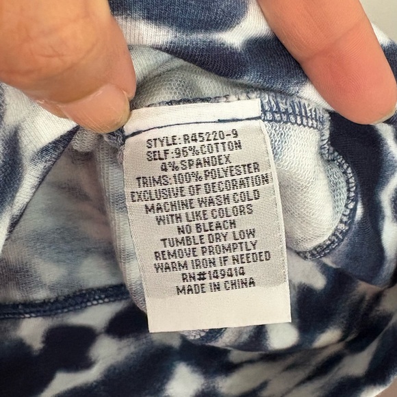 Johnny Was Tie-Dyed Zip-Up Coastal Hoodie Cotton Blend In Blue And White Sz S - Picture 9 of 15